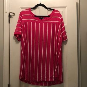 pink and white striped shirt